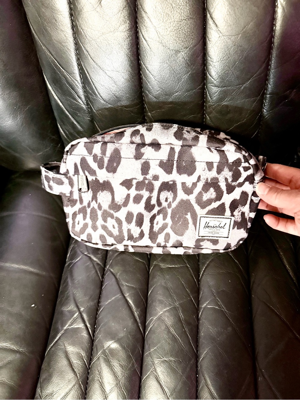Herschel leopard print toiletry travel bag